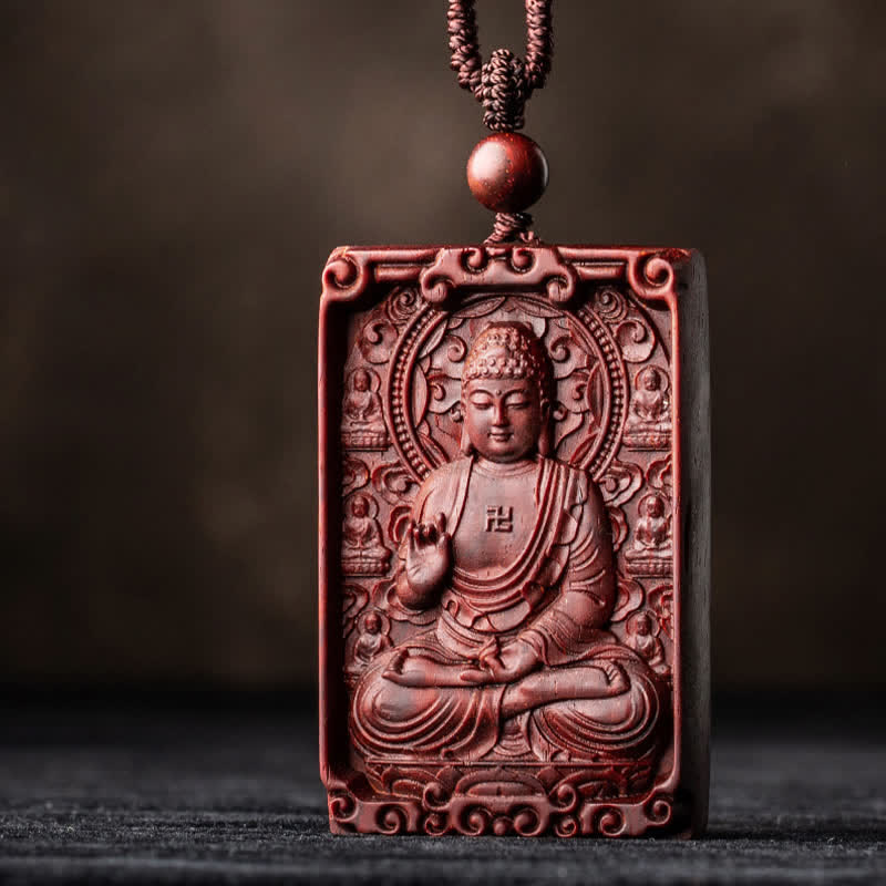 Collier de protection en bois de santal rouge du zodiaque chinois