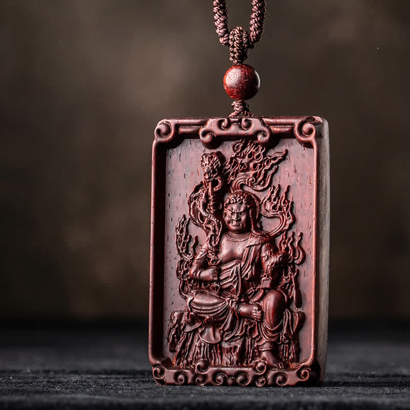 Collier de protection en bois de santal rouge du zodiaque chinois
