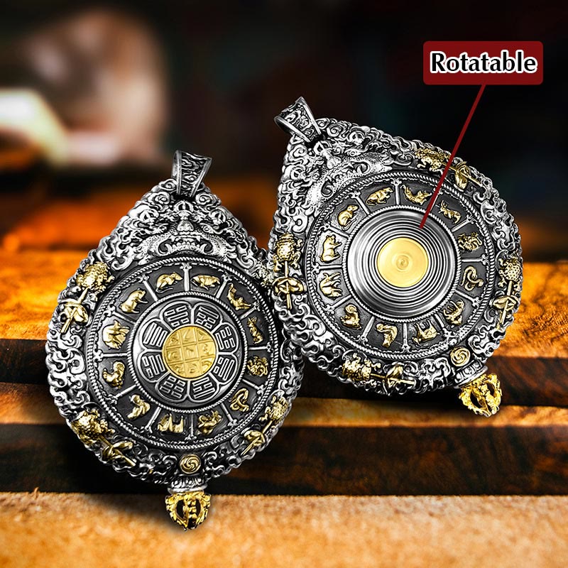 Collier pendentif rotatif du zodiaque chinois pour la protection spirituelle