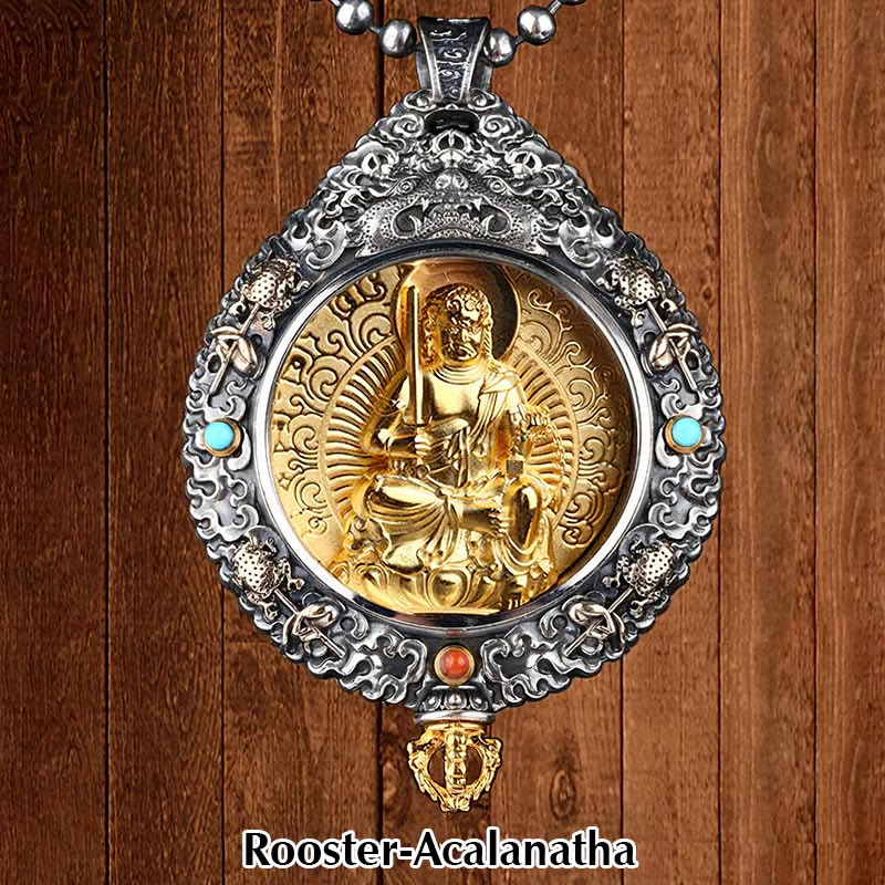 Collier pendentif rotatif du zodiaque chinois pour la protection spirituelle