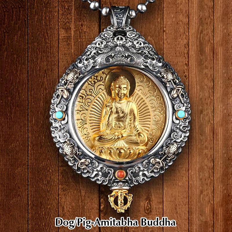 Collier pendentif rotatif du zodiaque chinois pour la protection spirituelle