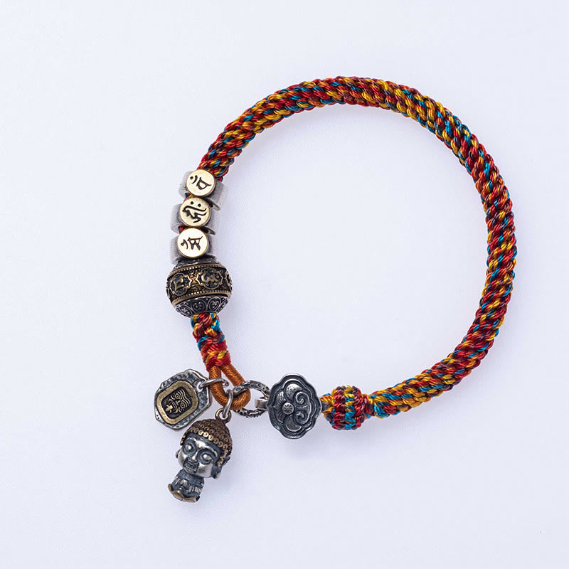 Bracelet en corde d'argent du zodiaque chinois pour la richesse et la protection