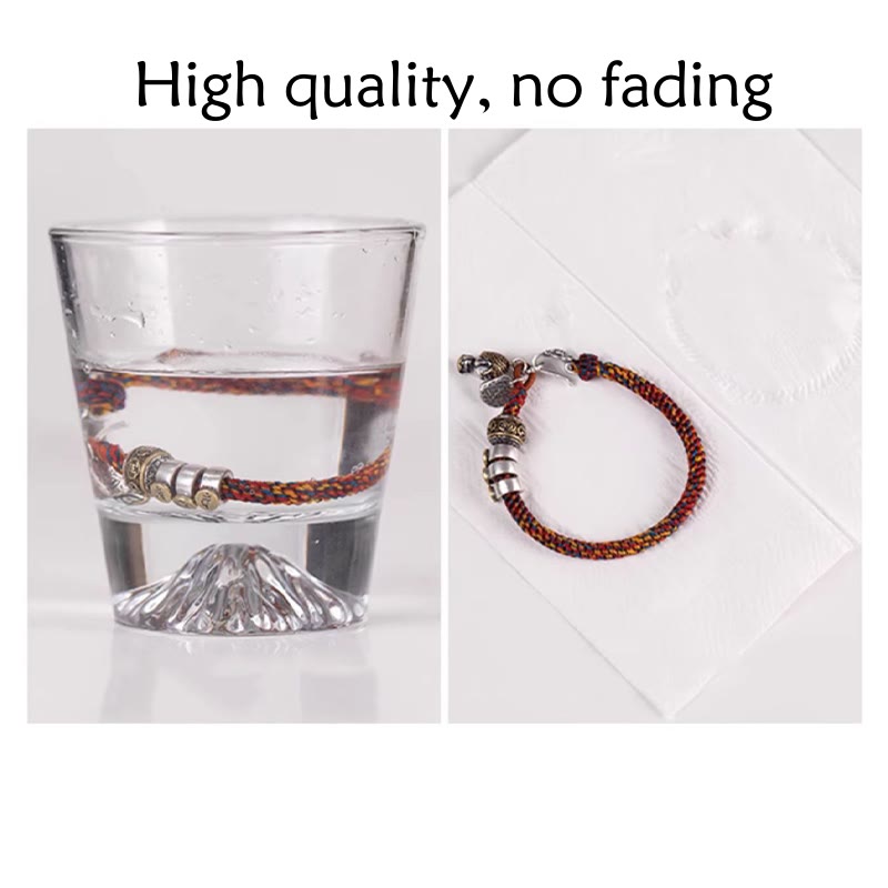 Bracelet en corde d'argent du zodiaque chinois pour la richesse et la protection