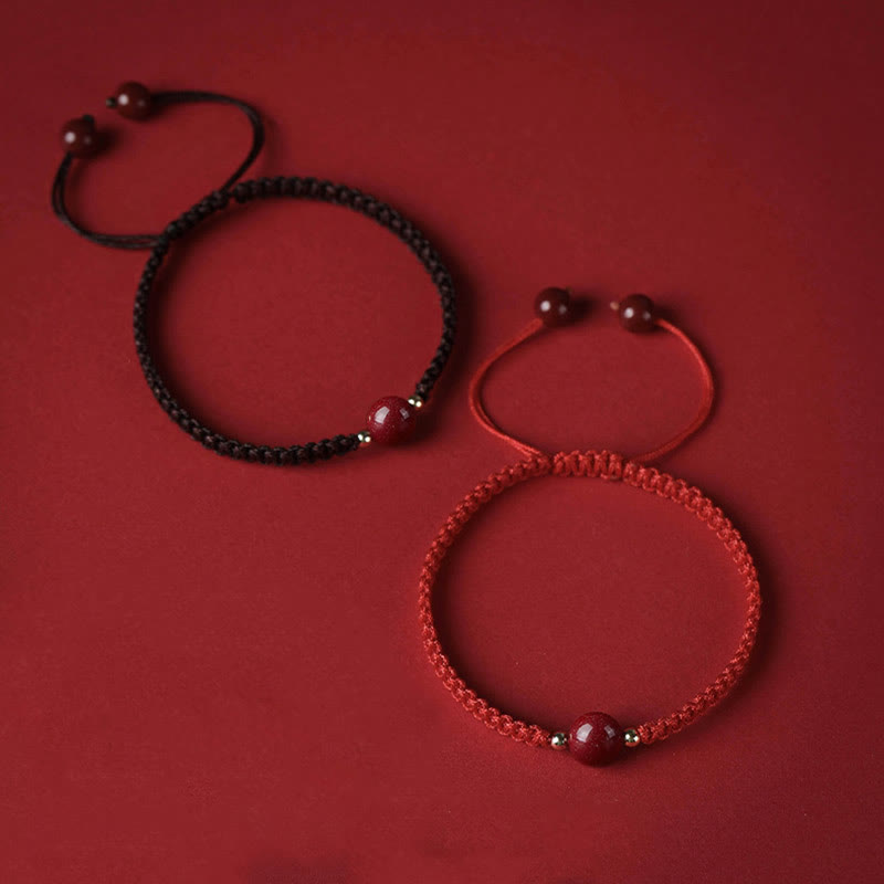 Bracelet de bénédiction en cinabre avec perles de 8 mm et cordon rouge