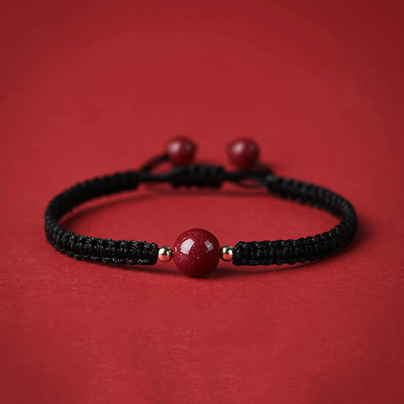 Bracelet de bénédiction en cinabre avec perles de 8 mm et cordon rouge