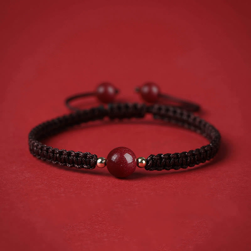 Bracelet de bénédiction en cinabre avec perles de 8 mm et cordon rouge