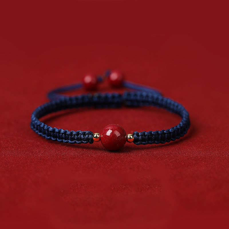 Bracelet de bénédiction en cinabre avec perles de 8 mm et cordon rouge