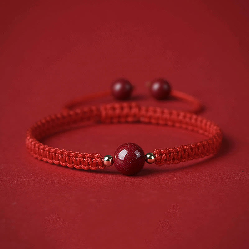 Bracelet de bénédiction en cinabre avec perles de 8 mm et cordon rouge