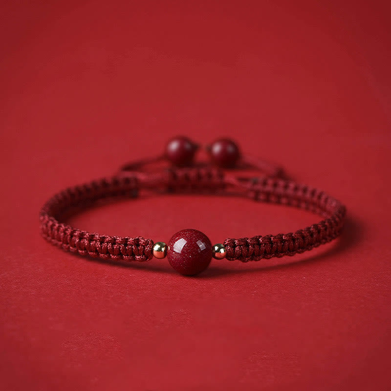 Bracelet de bénédiction en cinabre avec perles de 8 mm et cordon rouge