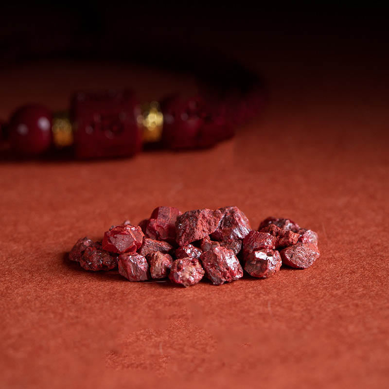 Bracelet de bénédiction en cinabre avec Om Mani Padme Hum | Sons de guérison