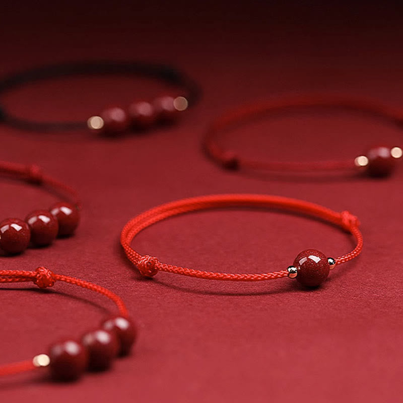 Bracelet et bracelet de cheville en cinabre avec cordon porte-bonheur