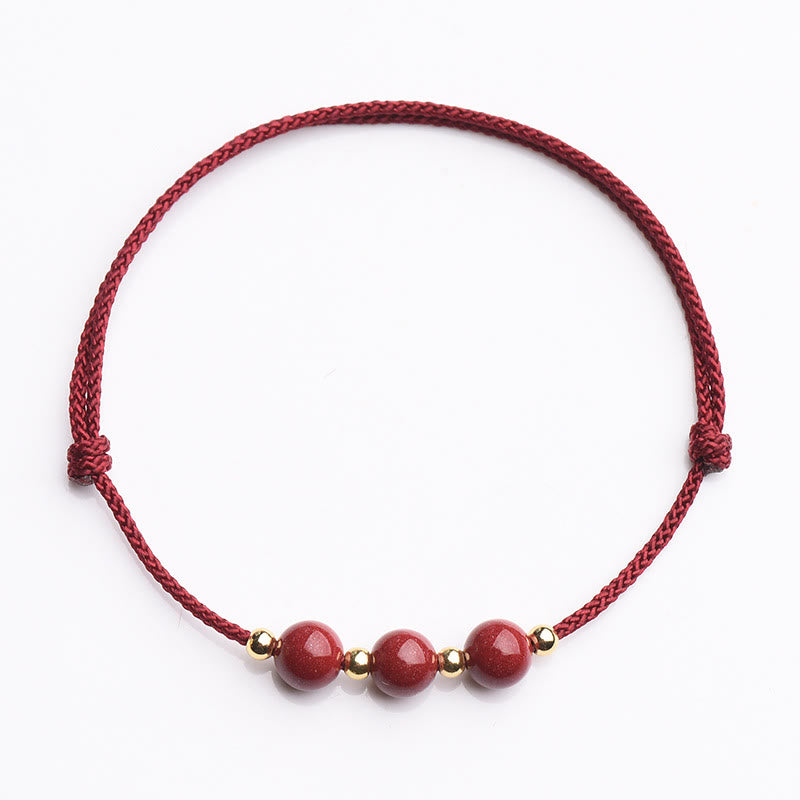 Bracelet et bracelet de cheville en cinabre avec cordon porte-bonheur