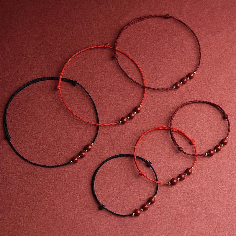 Bracelet et bracelet de cheville en cinabre avec cordon porte-bonheur