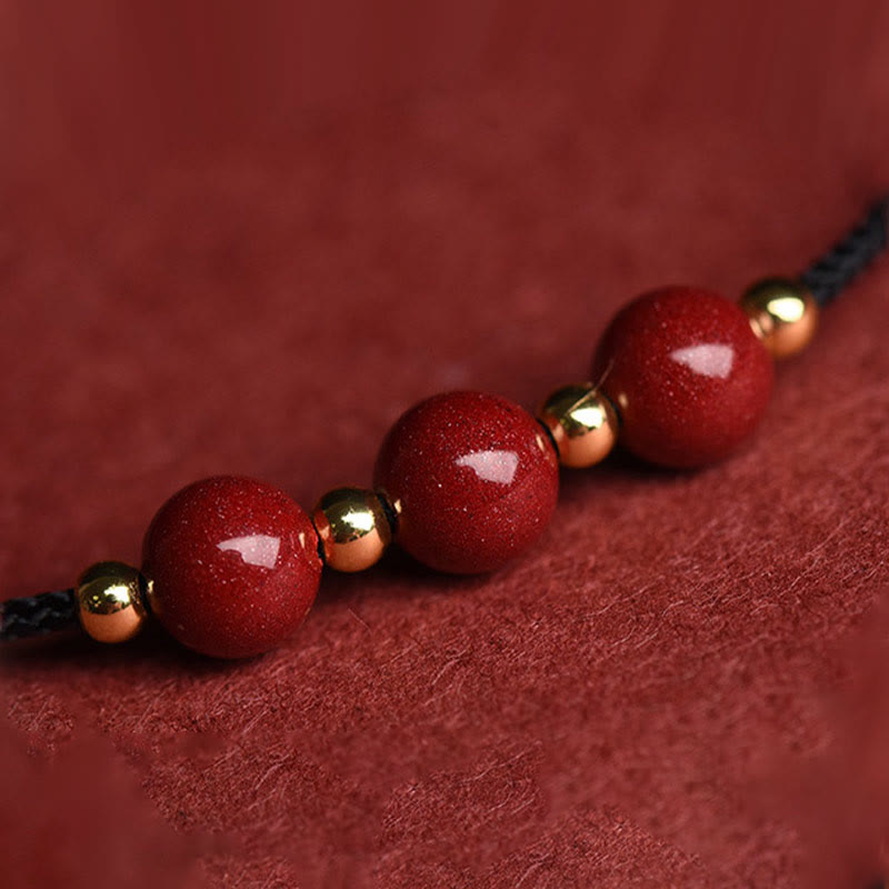 Bracelet et bracelet de cheville en cinabre avec cordon porte-bonheur