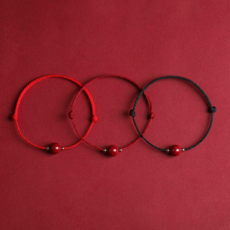 Bracelet et bracelet de cheville en cinabre avec cordon porte-bonheur