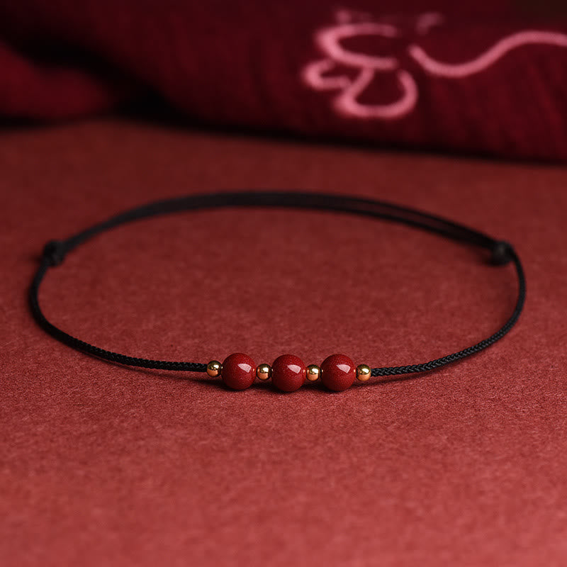 Bracelet et bracelet de cheville en cinabre avec cordon porte-bonheur