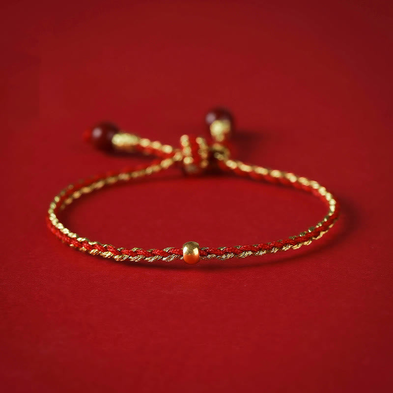 Bracelet en cinabre avec tresse de bénédiction en argent lotus 6 mm