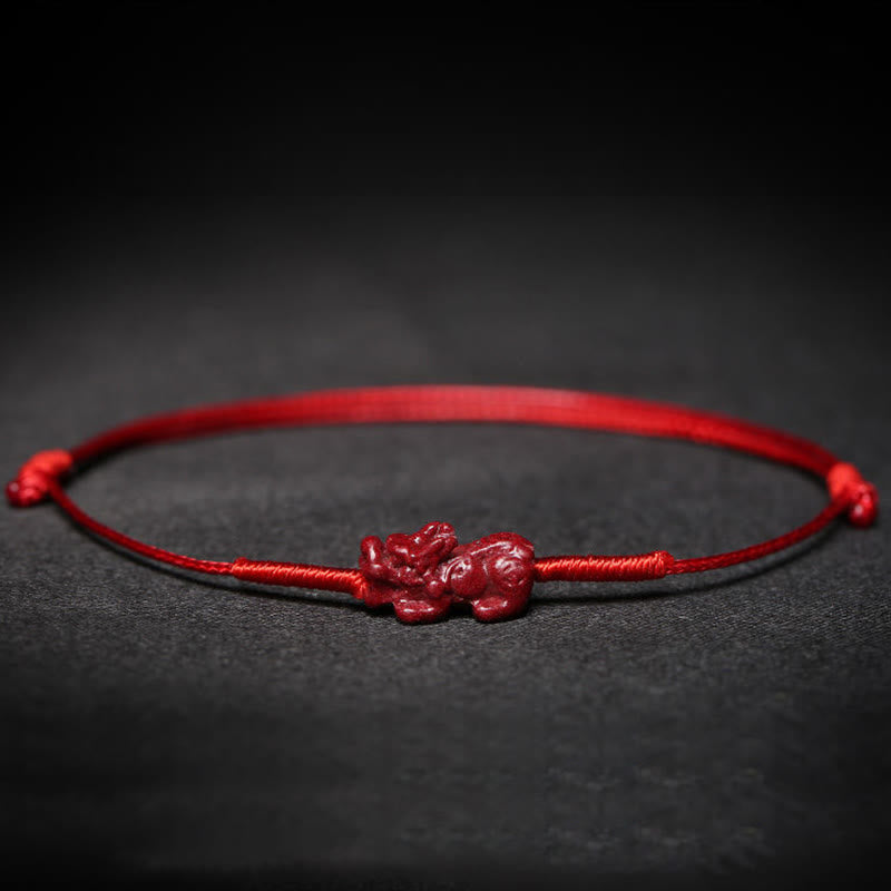 Bracelet en cinabre avec Pixiu pour la chance et la protection