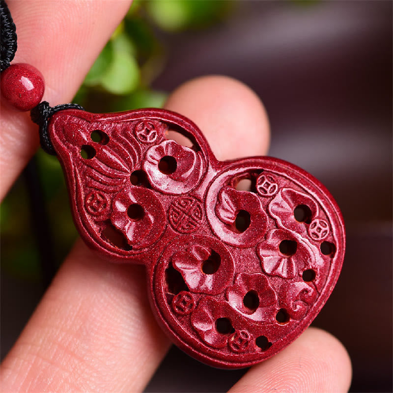 Collier Bouddha en cinabre avec Bouddha rieur et pendentif Yin Yang