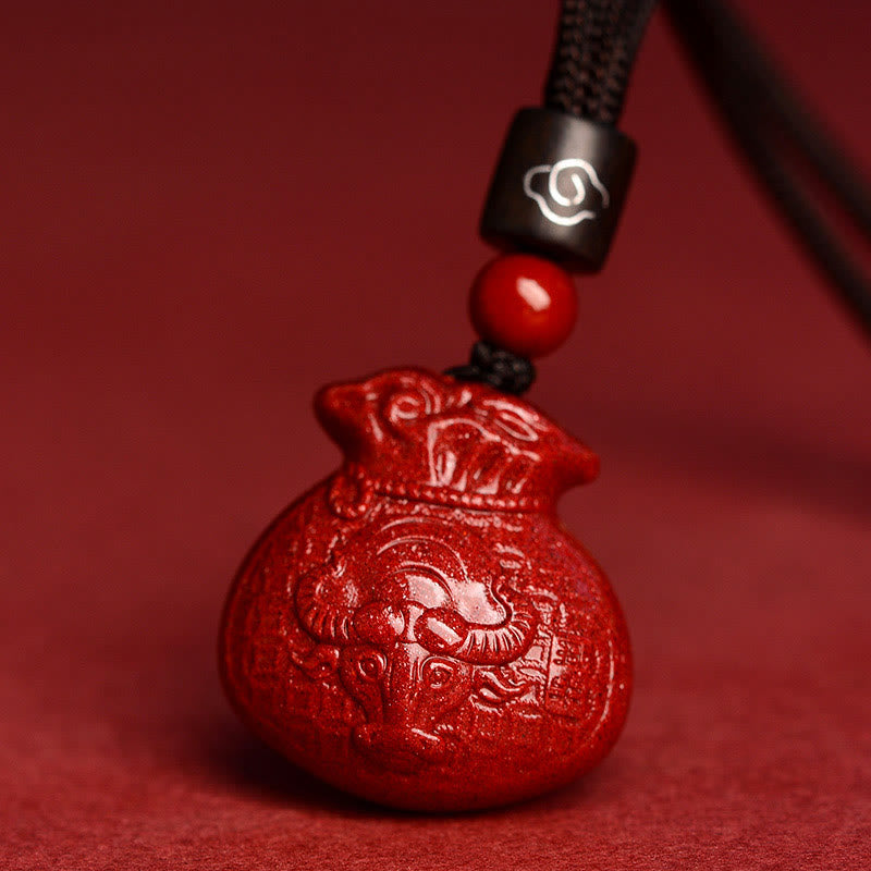 Collier porte-monnaie en cinabre, symbole du zodiaque chinois, pour le calme et la prospérité