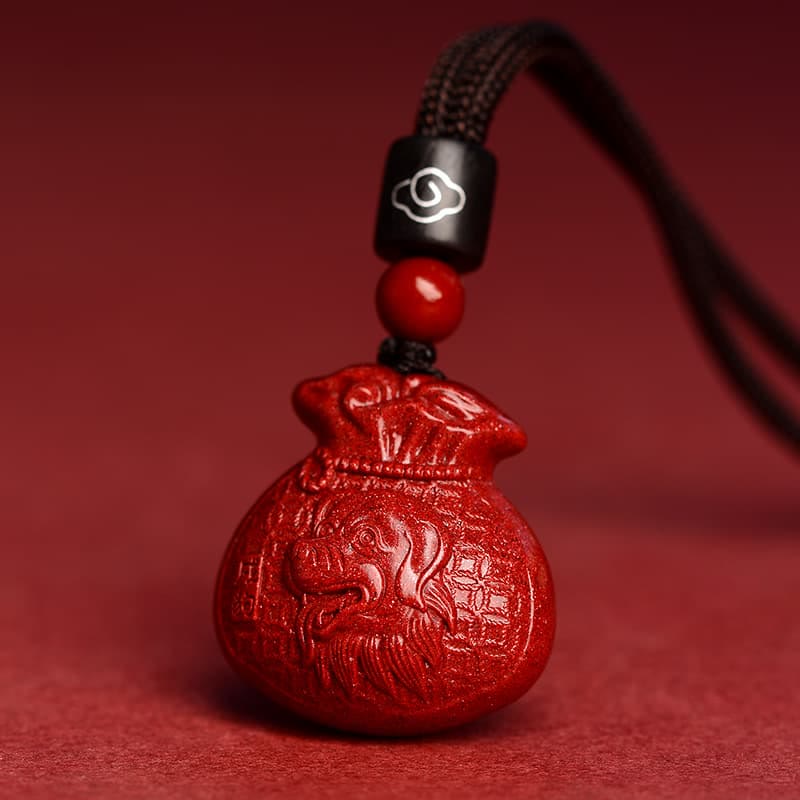 Collier porte-monnaie en cinabre, symbole du zodiaque chinois, pour le calme et la prospérité