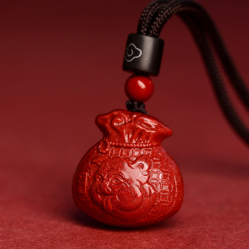 Collier porte-monnaie en cinabre, symbole du zodiaque chinois, pour le calme et la prospérité