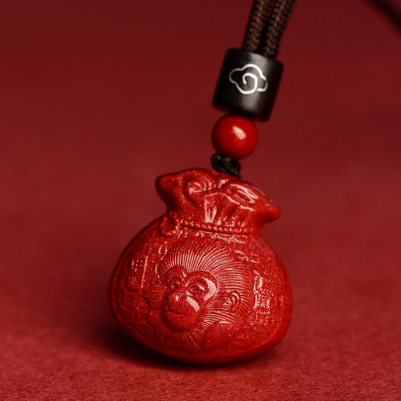 Collier porte-monnaie en cinabre, symbole du zodiaque chinois, pour le calme et la prospérité