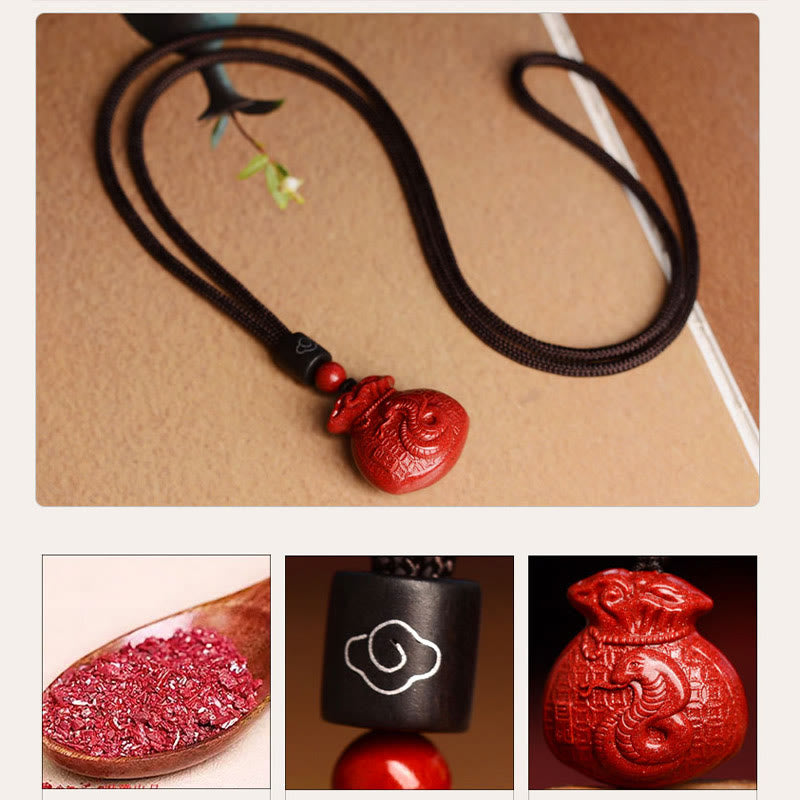 Collier porte-monnaie en cinabre, symbole du zodiaque chinois, pour le calme et la prospérité