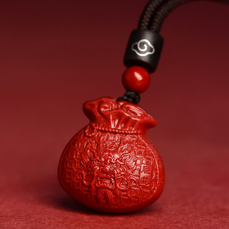 Collier porte-monnaie en cinabre, symbole du zodiaque chinois, pour le calme et la prospérité
