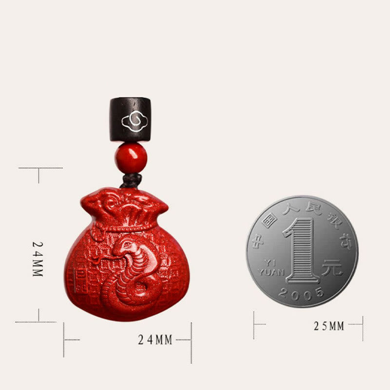Collier porte-monnaie en cinabre, symbole du zodiaque chinois, pour le calme et la prospérité