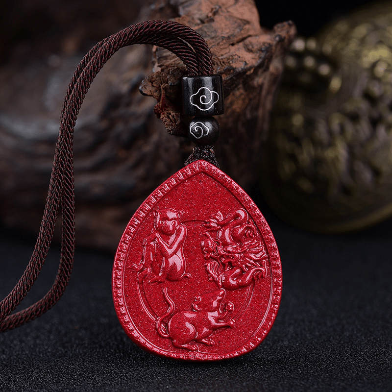 Collier du zodiaque chinois en cinabre avec pendentif de bénédiction