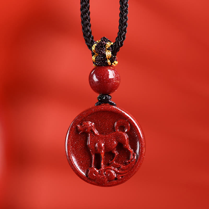Collier du zodiaque chinois en cinabre pour le calme et l'équilibre