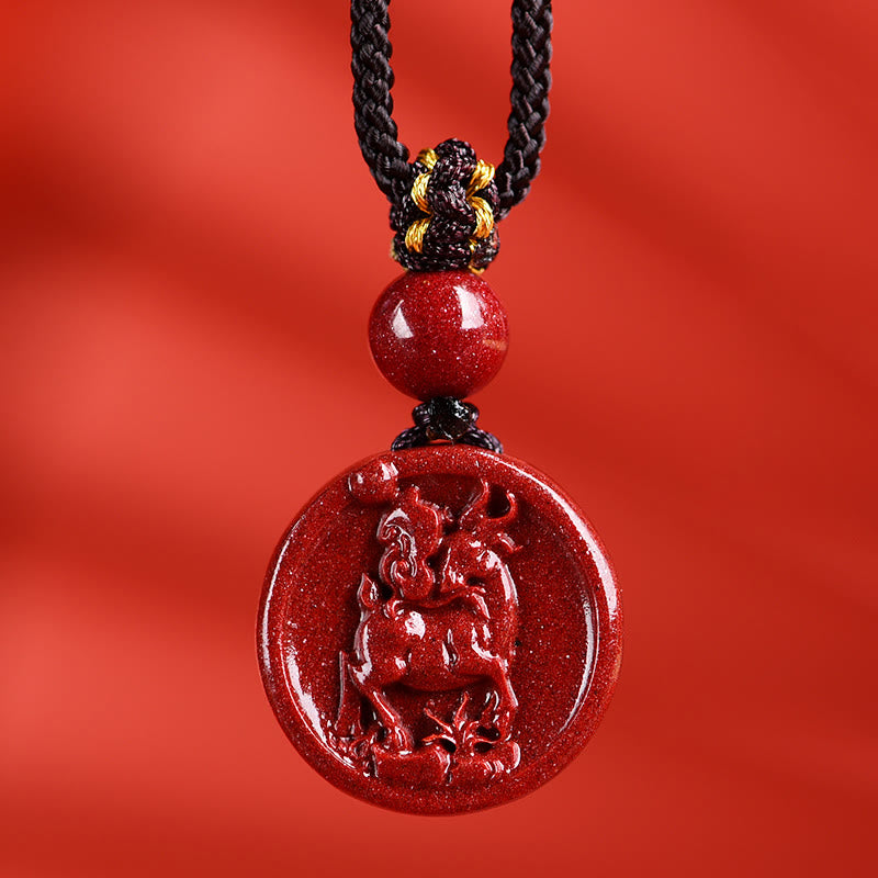 Collier du zodiaque chinois en cinabre pour le calme et l'équilibre
