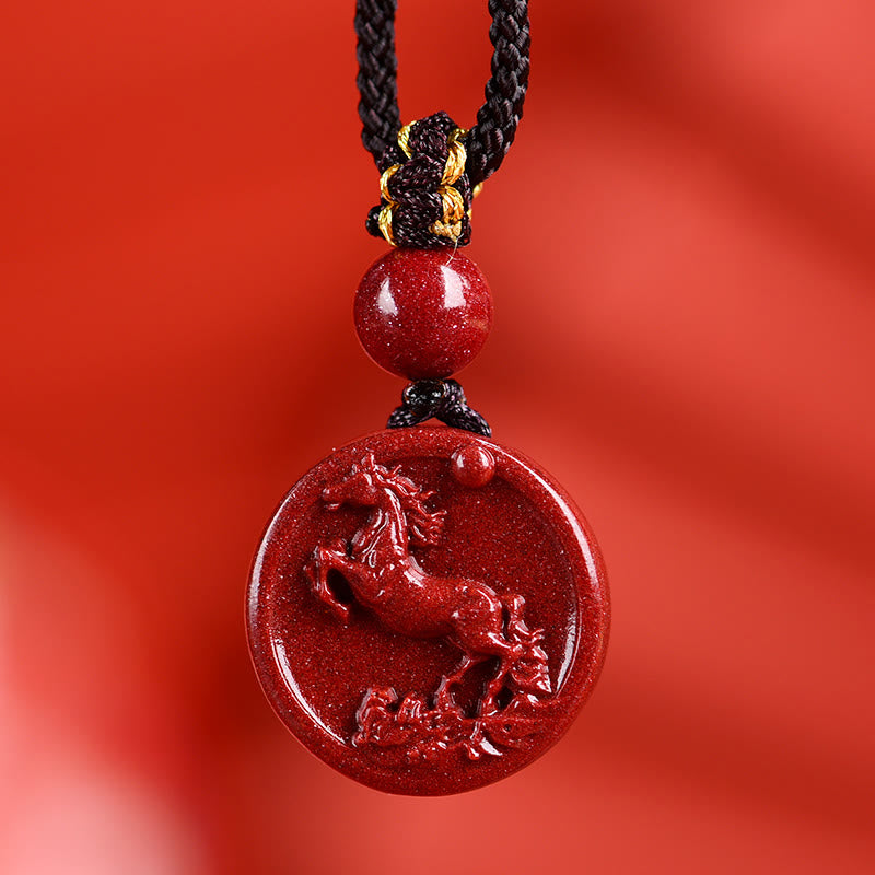 Collier du zodiaque chinois en cinabre pour le calme et l'équilibre