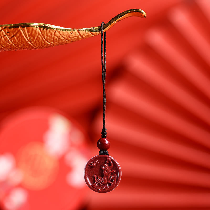 Collier du zodiaque chinois en cinabre pour le calme et l'équilibre