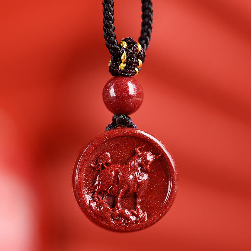 Collier du zodiaque chinois en cinabre pour le calme et l'équilibre