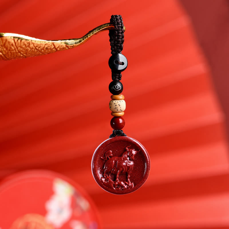 Collier du zodiaque chinois en cinabre pour le calme et l'équilibre