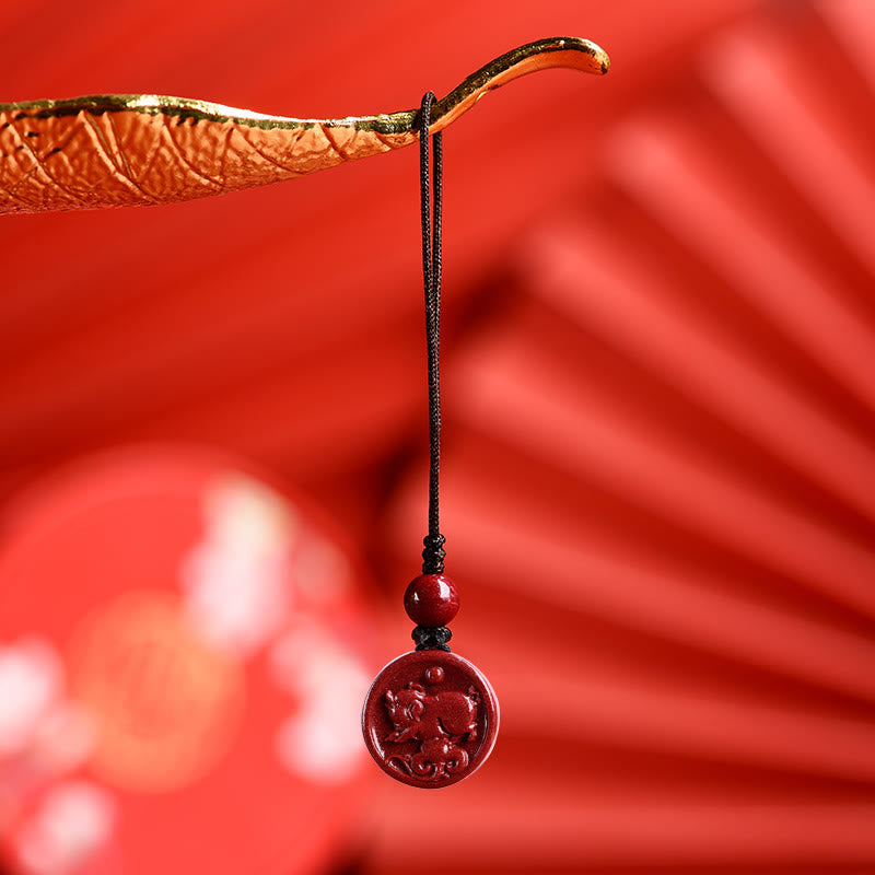 Collier du zodiaque chinois en cinabre pour le calme et l'équilibre