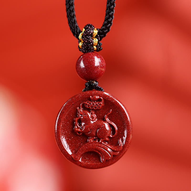 Collier du zodiaque chinois en cinabre pour le calme et l'équilibre