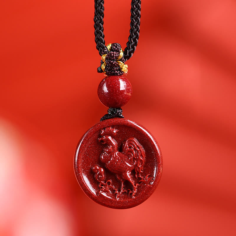 Collier du zodiaque chinois en cinabre pour le calme et l'équilibre