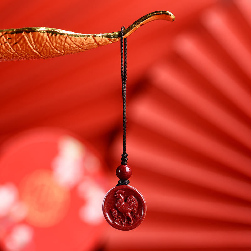 Collier du zodiaque chinois en cinabre pour le calme et l'équilibre