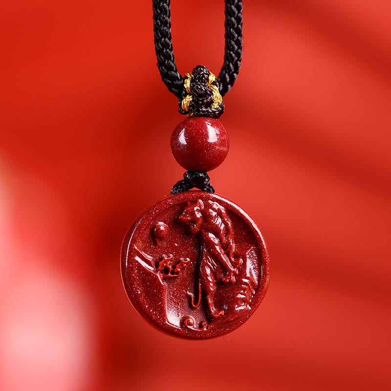 Collier du zodiaque chinois en cinabre pour le calme et l'équilibre