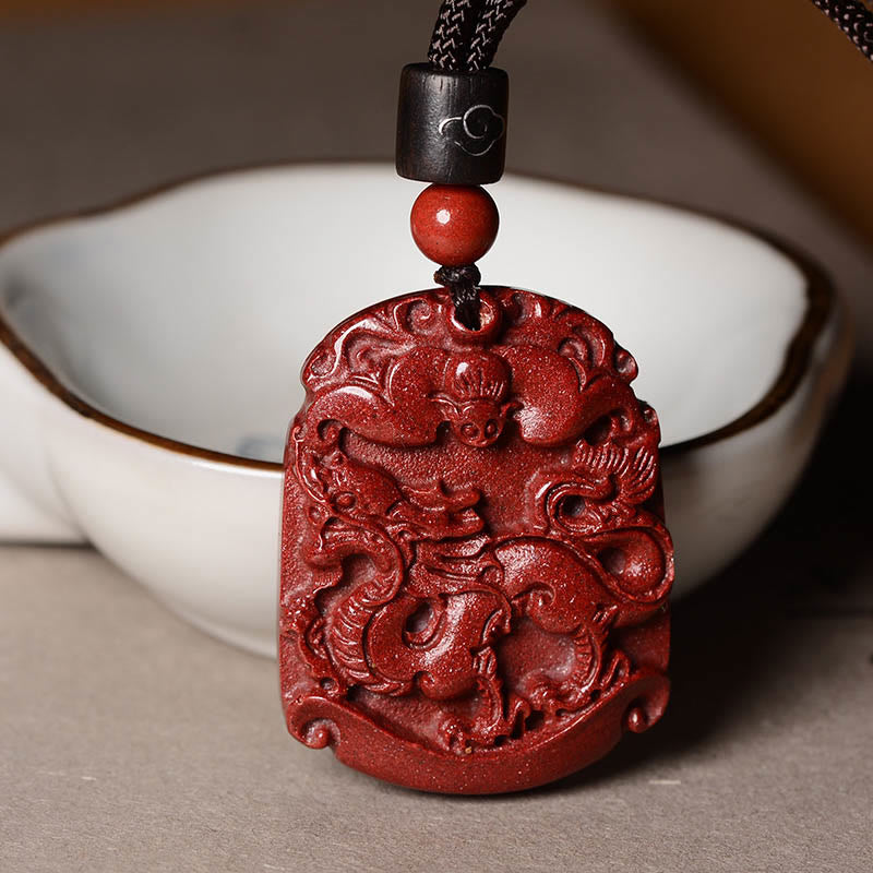 Collier du zodiaque chinois en cinabre pour le calme et la concentration