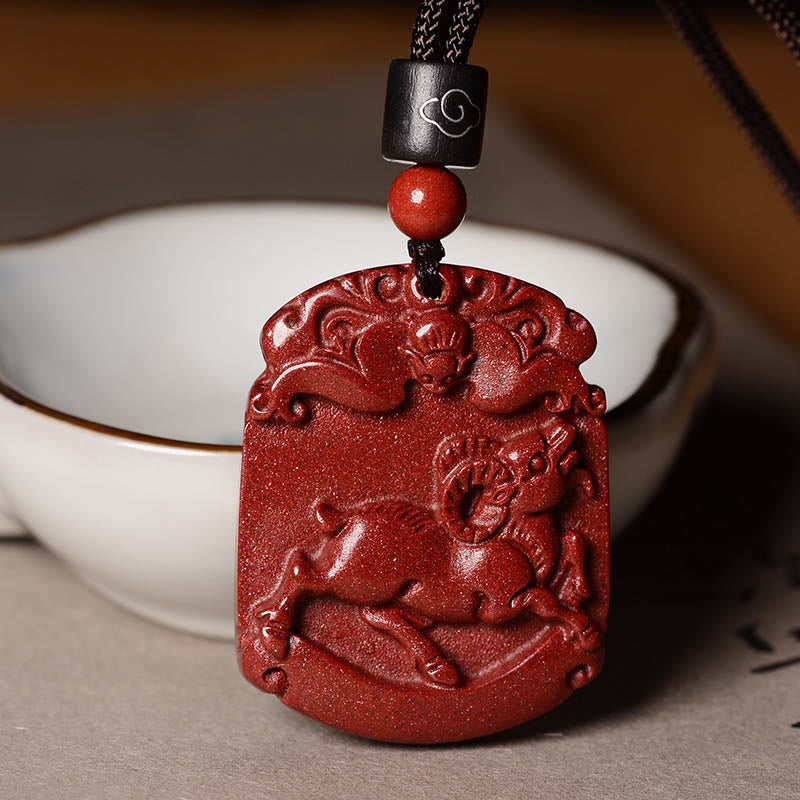 Collier du zodiaque chinois en cinabre pour le calme et la concentration
