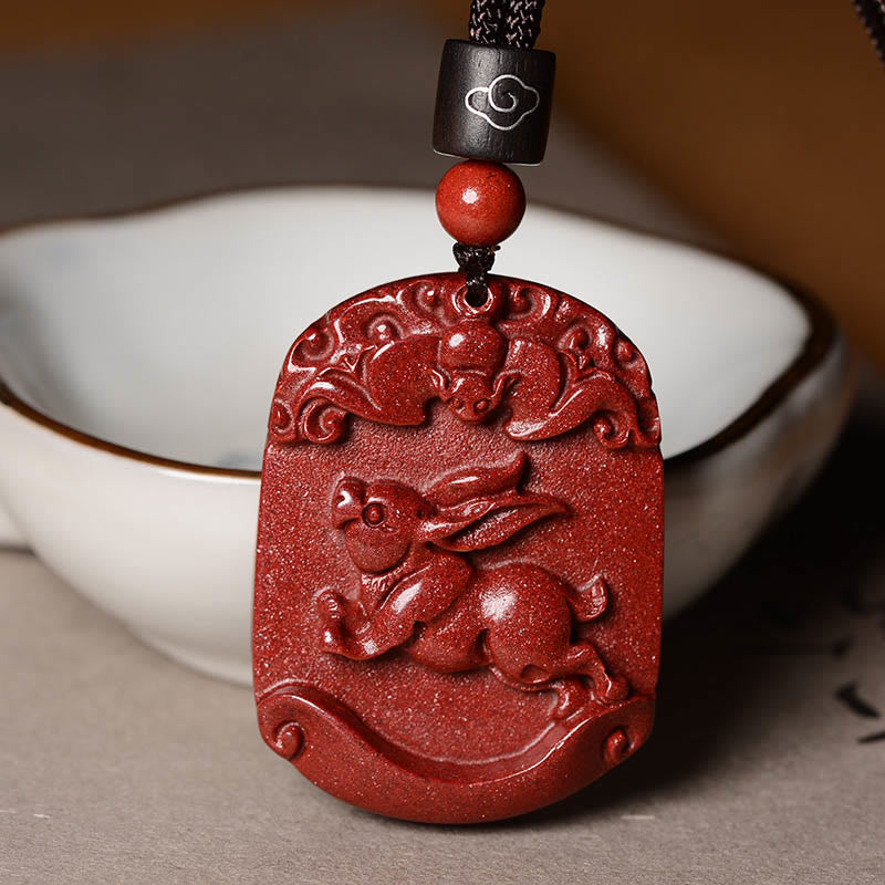 Collier du zodiaque chinois en cinabre pour le calme et la concentration