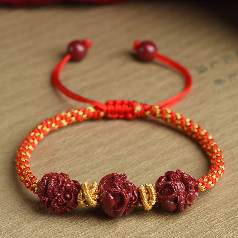Bracelet en fil rouge du zodiaque chinois Cinabre pour la chance et la protection