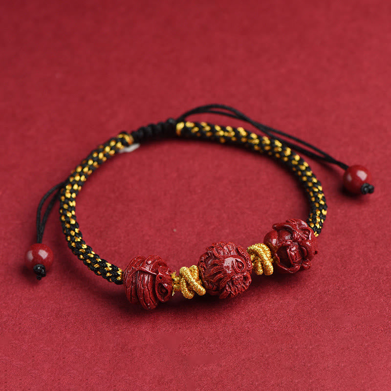 Bracelet en fil rouge du zodiaque chinois Cinabre pour la chance et la protection