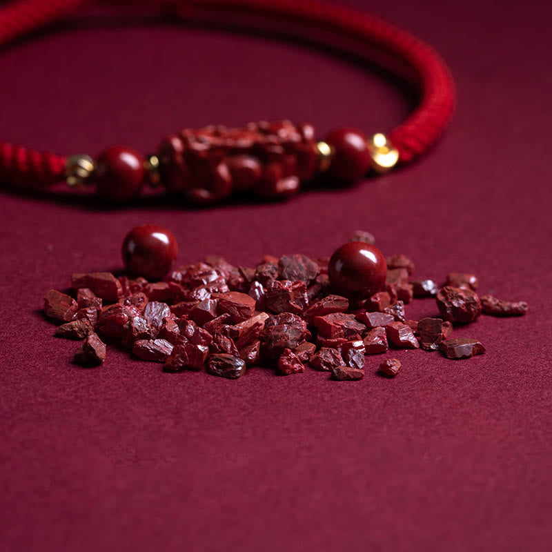 Bracelet tressé en fil rouge de 14 à 20 cm avec personnage Cinnabar Fu