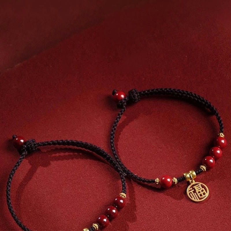 Bracelet tressé en fil de cinabre Fu 14-19 cm