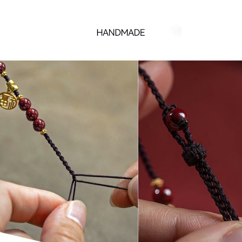 Bracelet tressé en fil de cinabre Fu 14-19 cm